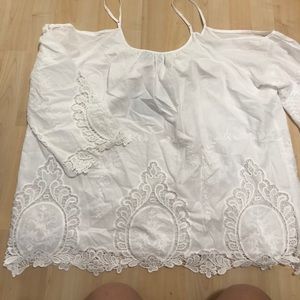 Cold shoulder spaghetti strap  white floral